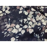 Duża chusta plażowa - eleganckie PAREO XXL szyfon białe kwiatuszki